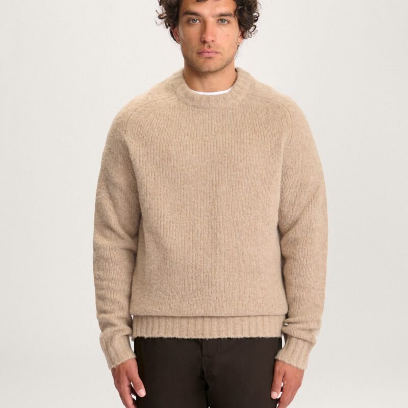 The minimal modern Alpaca Crewneck Sweater in Oatmeal