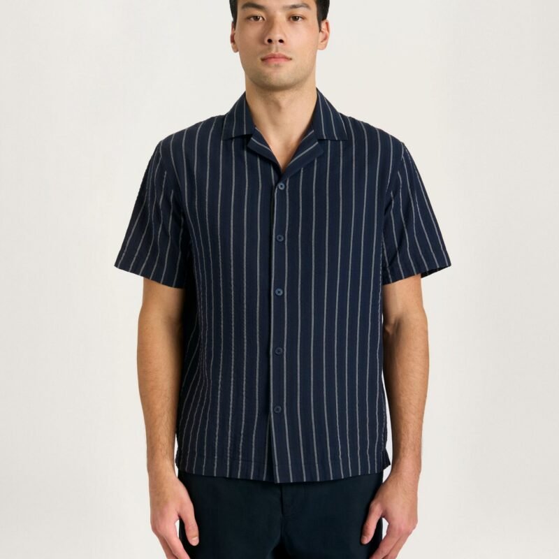The Riviera Stripe Shirt in Navy
