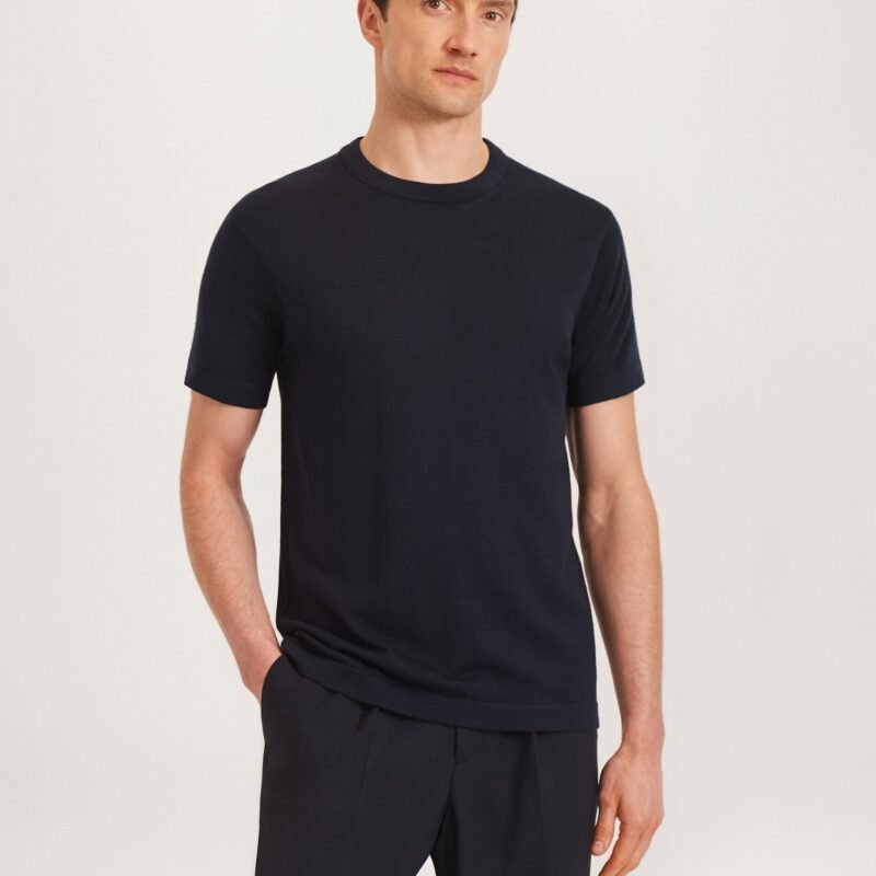 The Essential Merino Knit Tee in Navy