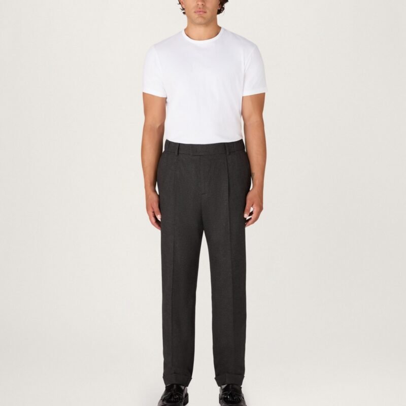 The lightweight 24 Trouser Pleated in Charcoal