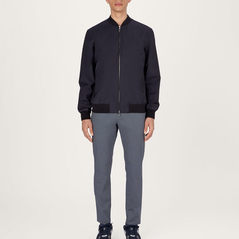 The minimal Hydrowool Bomber Jacket in Navy