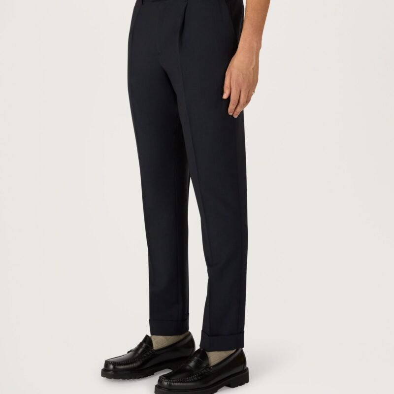 The Tropical Wool 24 Trouser Pleated in Navy