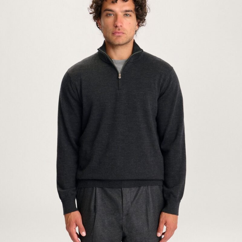 The 24 Merino Half Zip in Dark Grey
