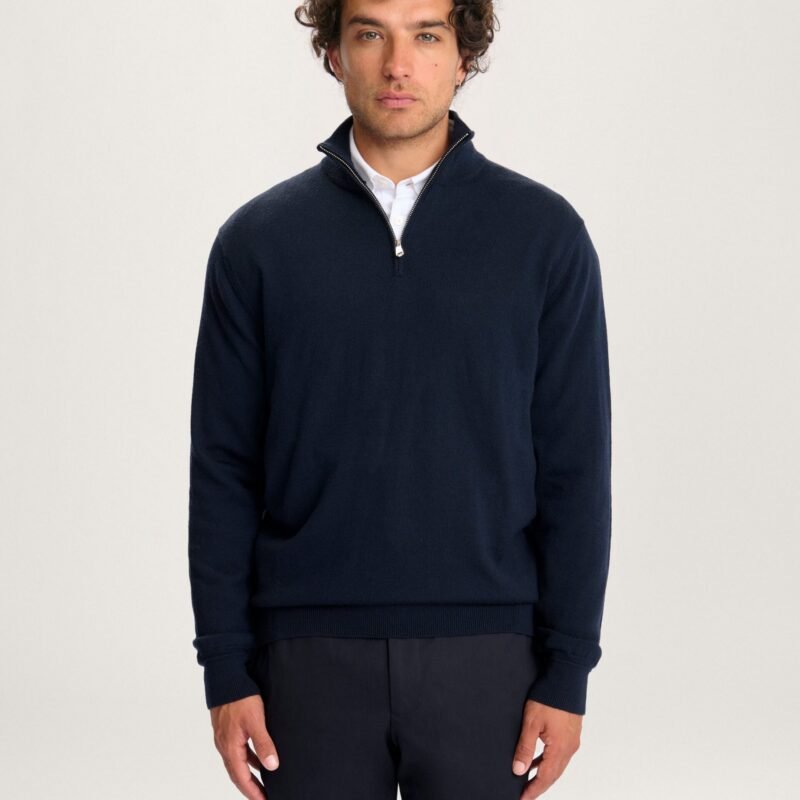 The 24 Merino Half Zip in Navy