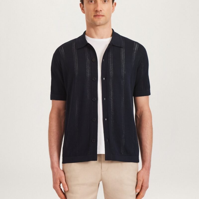 The Pointelle Knit Shirt in Navy